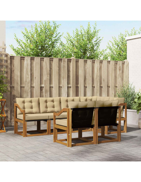 Set di divani con cuscino 7 pcs Naturale e Beige