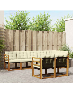 Set di divani con cuscino 8 pcs Naturale e Crema