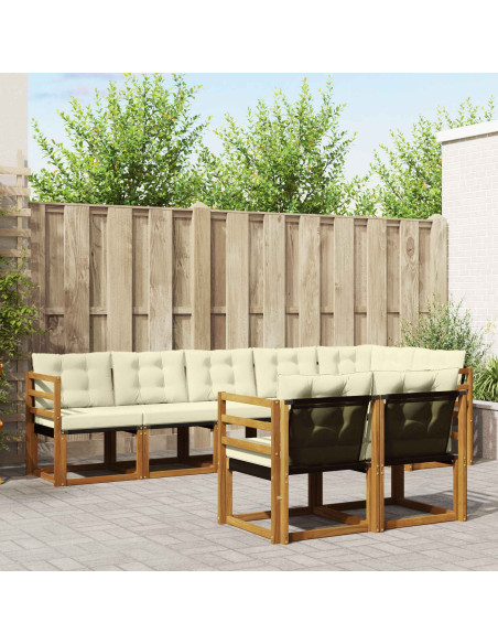 Set di divani con cuscino 8 pcs Naturale e Crema