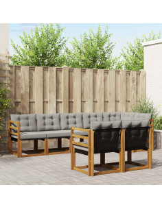 Set di divani con cuscino 8 pcs Grigio Naturale e Chiaro