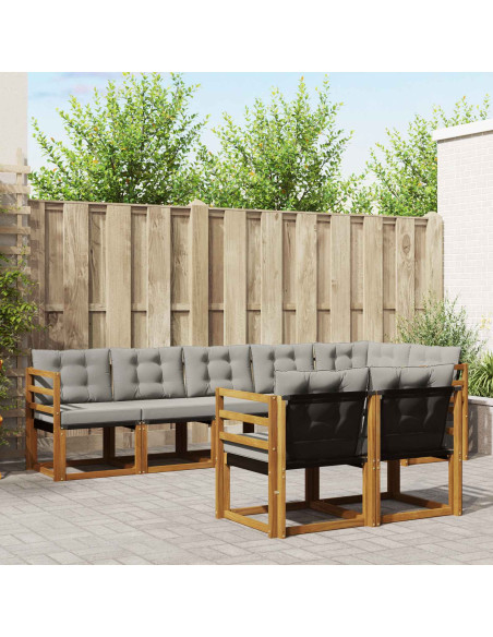 Set di divani con cuscino 8 pcs Grigio Naturale e Chiaro