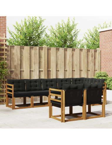 Set di divani con cuscino 8 pcs Naturale e Nero