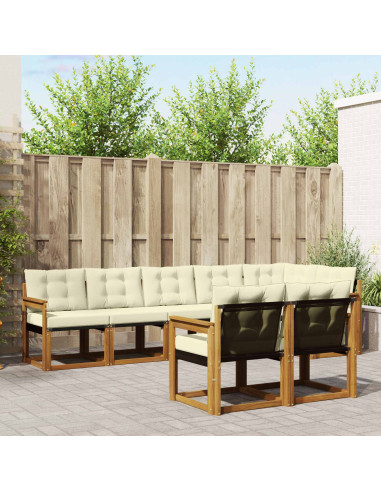 Set di divani con cuscino 8 pcs Naturale e Crema