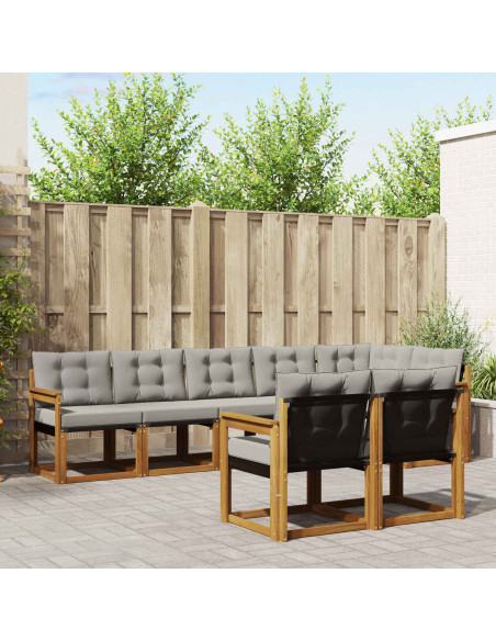 Set di divani con cuscino 8 pcs Grigio Naturale e Chiaro