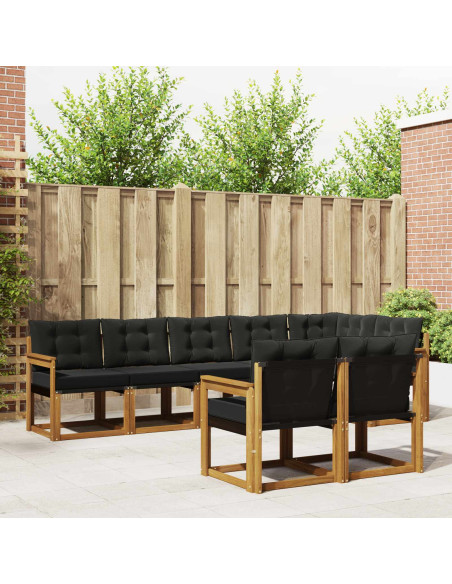 Set di divani con cuscino 8 pcs Naturale e Nero