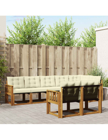 Set di divani con cuscino 8 pcs Naturale e Crema