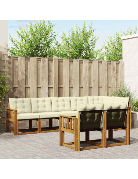 Set di divani con cuscino 8 pcs Naturale e Crema