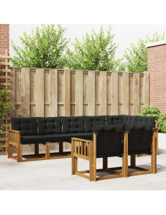 Set di divani con cuscino 8 pcs Naturale e Nero