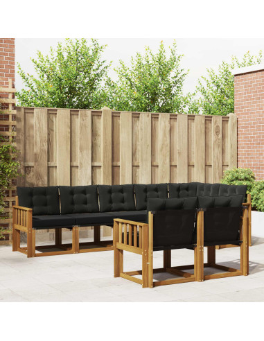 Set di divani con cuscino 8 pcs Naturale e Nero