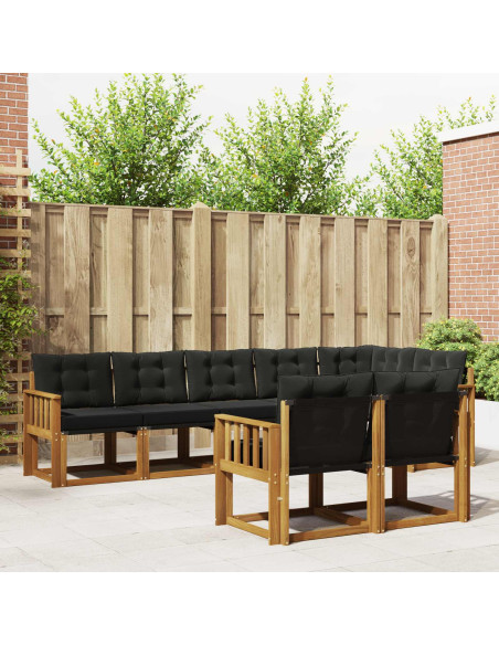 Set di divani con cuscino 8 pcs Naturale e Nero