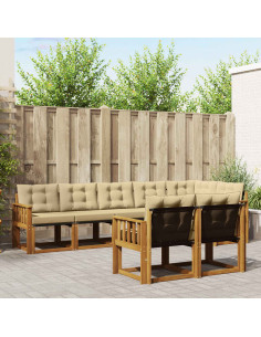 Set di divani con cuscino 8 pcs Naturale e Beige