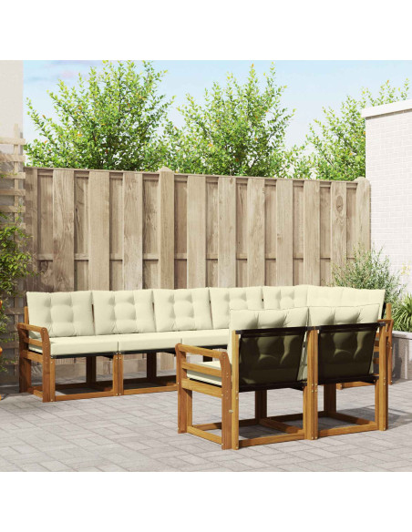 Set di divani con cuscino 8 pcs Naturale e Crema