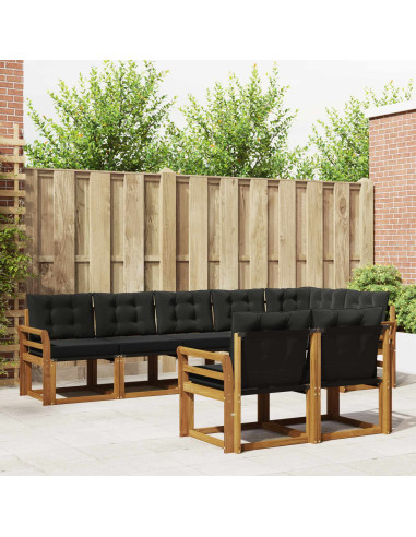 Set di divani con cuscino 8 pcs Naturale e Nero
