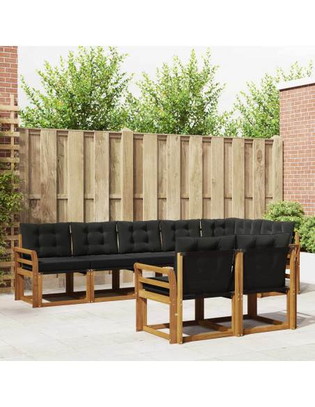 Set di divani con cuscino 8 pcs Naturale e Nero