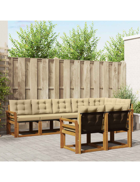 Set di divani con cuscino 8 pcs Naturale e Beige