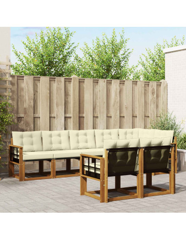 Set di divani con cuscino 8 pcs Naturale e Crema