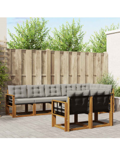 Set di divani con cuscino 8 pcs Grigio Naturale e Chiaro