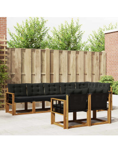 Set di divani con cuscino 8 pcs Naturale e Nero