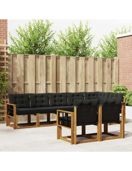 Set di divani con cuscino 8 pcs Naturale e Nero