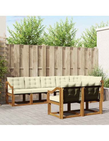 Set di divani con cuscino 8 pcs Naturale e Crema