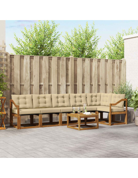 Set di divani con cuscino 7 pcs Naturale e Beige
