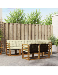 Set di divani con cuscino 7 pcs Naturale e Crema