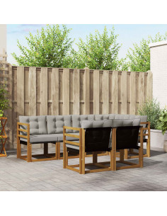 Set di divani con cuscino 7 pcs Grigio Naturale e Chiaro