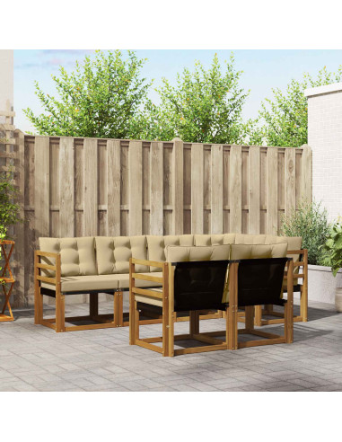 Set di divani con cuscino 7 pcs Naturale e Beige