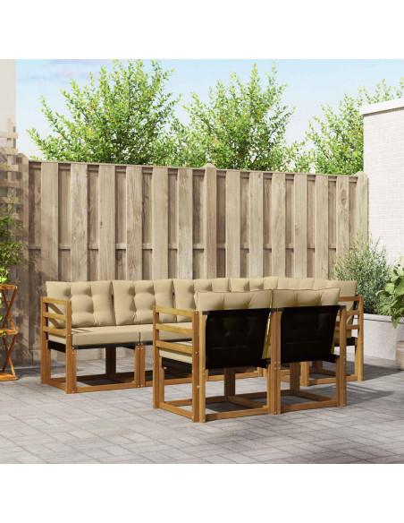 Set di divani con cuscino 7 pcs Naturale e Beige