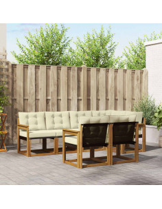 Set di divani con cuscino 7 pcs Naturale e Crema