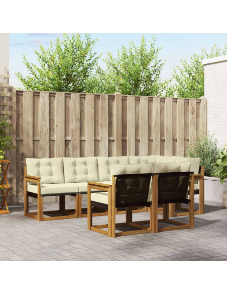 Set di divani con cuscino 7 pcs Naturale e Crema