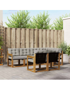 Set di divani con cuscino 7 pcs Grigio Naturale e Chiaro