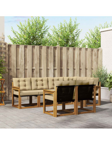 Set di divani con cuscino 7 pcs Naturale e Beige