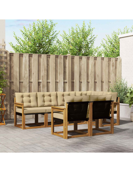 Set di divani con cuscino 7 pcs Naturale e Beige