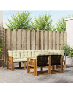 Set di divani con cuscino 7 pcs Naturale e Crema