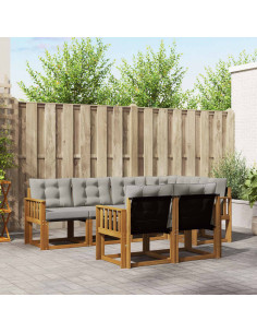 Set di divani con cuscino 7 pcs Grigio Naturale e Chiaro