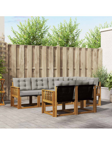 Set di divani con cuscino 7 pcs Grigio Naturale e Chiaro