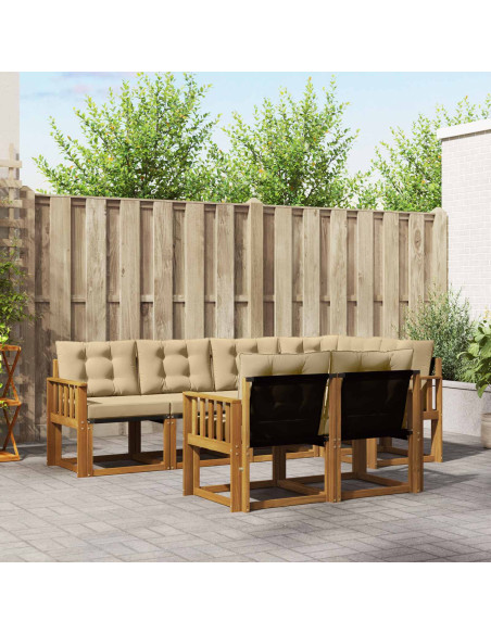 Set di divani con cuscino 7 pcs Naturale e Beige