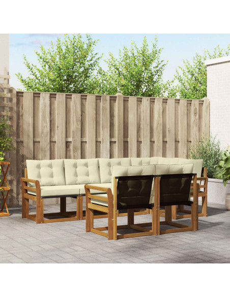 Set di divani con cuscino 7 pcs Naturale e Crema