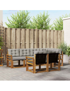 Set di divani con cuscino 7 pcs Grigio Naturale e Chiaro