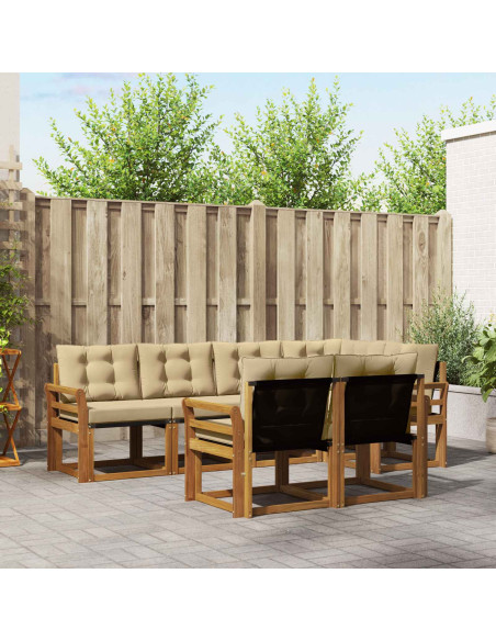 Set di divani con cuscino 7 pcs Naturale e Beige