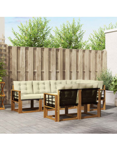 Set di divani con cuscino 7 pcs Naturale e Crema