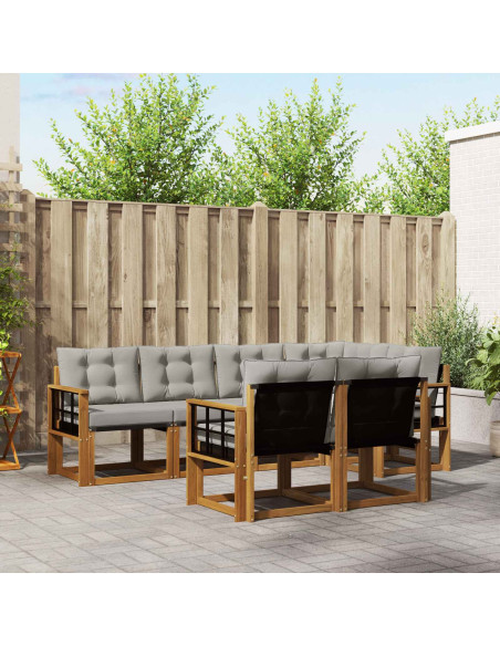 Set di divani con cuscino 7 pcs Grigio Naturale e Chiaro