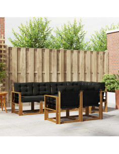 Set di divani con cuscino 7 pcs Naturale e Nero