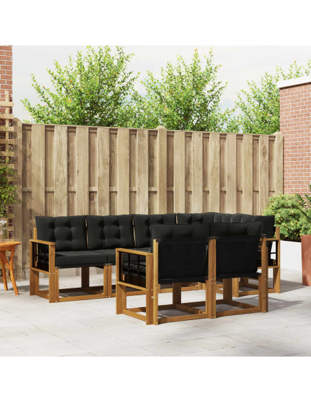 Set di divani con cuscino 7 pcs Naturale e Nero