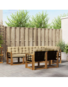 Set di divani con cuscino 7 pcs Naturale e Beige