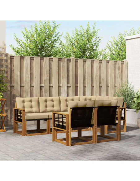 Set di divani con cuscino 7 pcs Naturale e Beige