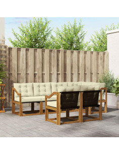 Set di divani con cuscino 7 pcs Naturale e Crema