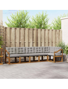 Set di divani con cuscino 6 pcs Grigio Naturale e Chiaro