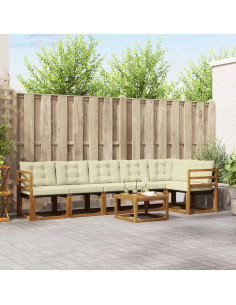 Set di divani con cuscino 7 pcs Naturale e Crema